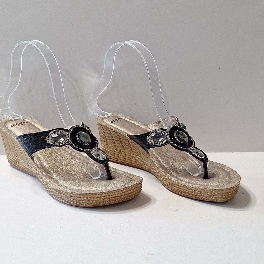 Walking Comfort NEW Gem Bead Rhinestone Embellished Sandals Size 37 (US 6.5-7)